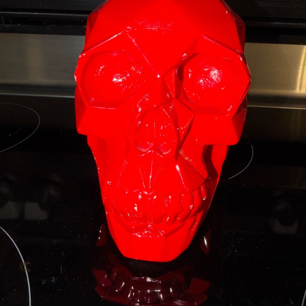Summit Red Polygon Futuristic Skull Decor
